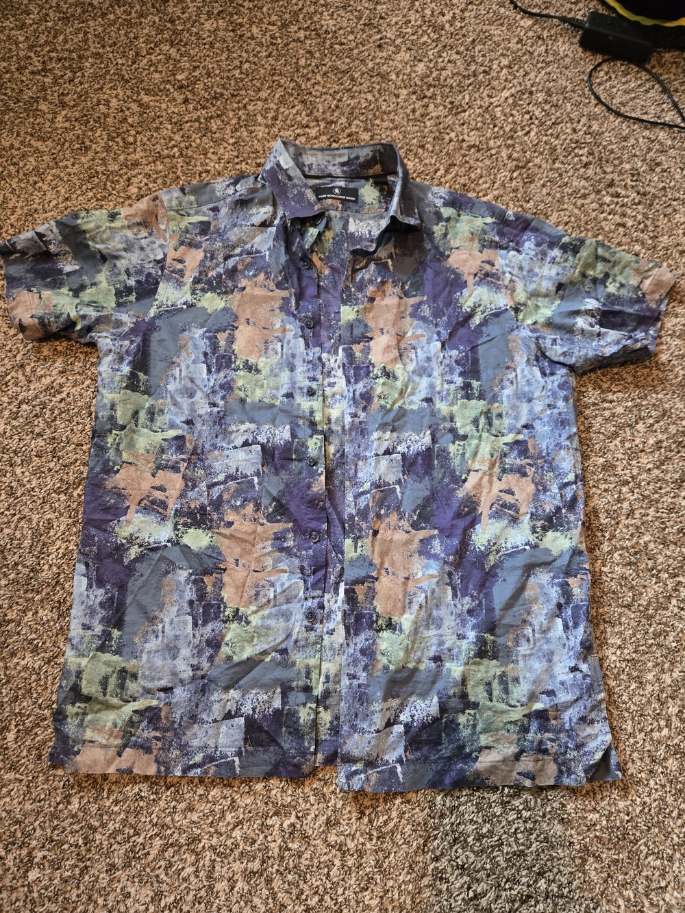 Vintage Style Hart Schaffner Marx Abstract Brushstroke Shirt size Large Mens